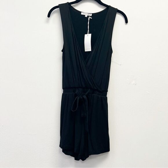 Antistar Super Soft Sleeveless Surplice Romper, Size XS Black - Picture 1 of 12